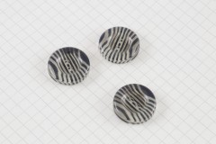 Round Rimmed Buttons, White/Black Stripe, 20mm (pack of 3)