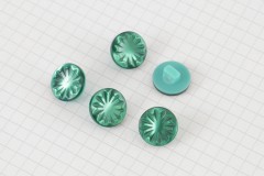 Round Petal Effect Buttons, Pearlescent Emerald, 15mm (pack of 5)