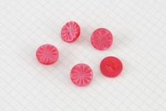 Round Petal Effect Buttons, Pearlescent Red, 15mm (pack of 5)