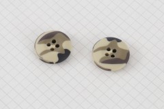 Round Camo Effect Buttons, Cream/Brown, 22.5mm (pack of 2)