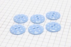 Round Buttons, Sky Blue with White spots, 15mm (pack of 6)