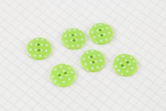 Round Buttons, Lime Green with White spots, 15mm (pack of 6)