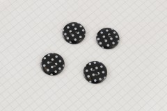 Round Buttons, Black with White spots, 17.5mm (pack of 4)