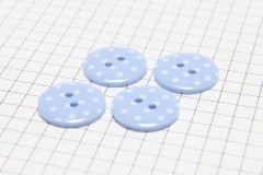 Round Buttons, Sky Blue with White spots, 17.5mm (pack of 4)