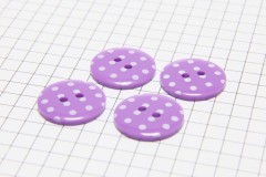 Round Buttons, Lavender with White spots, 17.5mm (pack of 4)