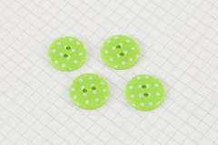 Round Buttons, Lime Green with White spots, 17.5mm (pack of 4)