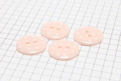 Round Buttons, Pink with White spots, 17.5mm (pack of 4)