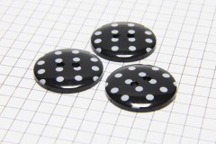 Round Buttons, Black with White spots, 22.5mm (pack of 3)
