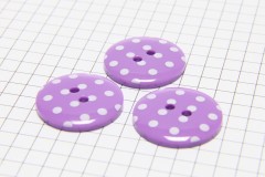 Round Buttons, Lavender with White spots, 22.5mm (pack of 3)