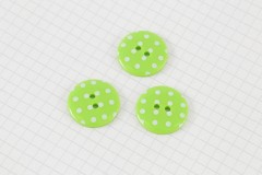 Round Buttons, Lime Green with White spots, 22.5mm (pack of 3)