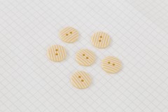 Round Buttons, Cream/White Stripe, 15mm (pack of 6)