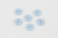 Round Buttons, Sky Blue/White Stripe, 15mm (pack of 6)