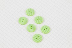 Round Buttons, Lime Green/White Stripe, 15mm (pack of 6)