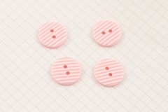 Round Buttons, Pink/White Stripe, 17.5mm (pack of 4)