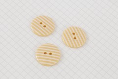 Round Buttons, Cream/White Stripe, 22.5mm (pack of 3)