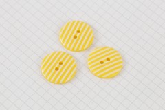 Round Buttons, Yellow/White Stripe, 22.5mm (pack of 3)