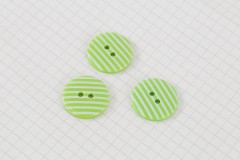 Round Buttons, Lime Green/White Stripe, 22.5mm (pack of 3)