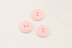 Round Buttons, Pink/White Stripe, 22.5mm (pack of 3)