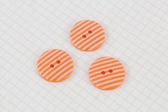 Round Buttons, Orange/White Stripe, 22.5mm (pack of 3)