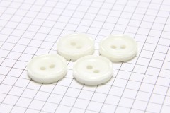 Round Rimmed Buttons, Pearlescent White, 15mm (pack of 4)