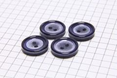 Round Rimmed Buttons, Pearlescent Navy Blue, 15mm (pack of 4)
