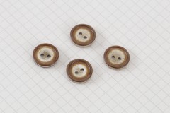 Round Rimmed Buttons, Pearlescent Brown, 15mm (pack of 4)