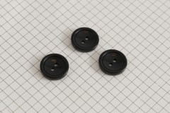Round Rimmed Buttons, 2-Hole, Black, 17.5mm (pack of 3)