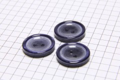 Round Rimmed Buttons, Pearlescent Navy Blue, 17.5mm (pack of 3)