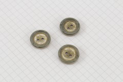 Round Rimmed Buttons, Pearlescent Brown/Green, 17.5mm (pack of 3)