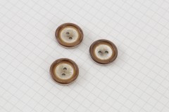 Round Rimmed Buttons, Pearlescent Brown, 17.5mm (pack of 3)