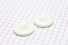Round Rimmed Buttons, Pearlescent White, 20mm (pack of 2)