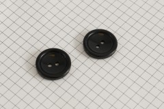 Round Rimmed Buttons, 2-Hole, Black, 20mm (pack of 2)