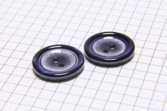 Round Rimmed Buttons, Pearlescent Navy Blue, 20mm (pack of 2)