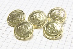 Round Anchor Buttons, Gold, 17.5mm (pack of 5)