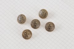 Round Patterned Buttons, Gold, 15mm (pack of 5)