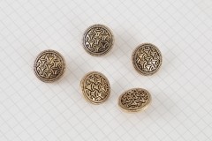 Round Patterned Buttons, Gold, 17.5mm (pack of 5)