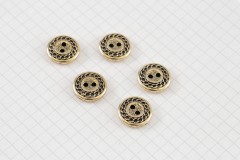 Round Chain Edge Buttons, Gold, 15mm (pack of 5)