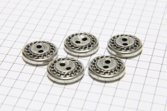 Round Chain Edge Buttons, Silver, 15mm (pack of 5)