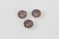 Round Diamante Crystal Buttons, Multi, 15mm (pack of 3)