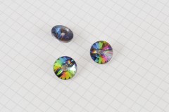 Round Diamante Crystal Buttons, Multi, Shanked, 12.5mm (pack of 3)