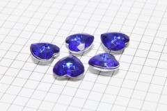 Crystal Heart Buttons, Royal Blue, 12mm (pack of 5)