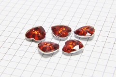 Crystal Heart Buttons, Red, 12mm (pack of 5)
