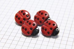 Ladybird Buttons, Red with Black spots, 17.5mm (pack of 4)