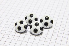 Football Buttons, Black and White, 13mm (pack of 4)