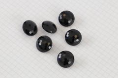 Round Domed Faceted Buttons, Black, 17.5mm (pack of 6)