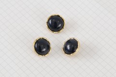 Round Domed Gold Rim Buttons, Navy, 17.5mm (pack of 3)