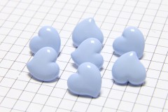Heart Shape Buttons, Baby Blue, 13mm (pack of 7)