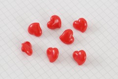 Heart Shape Buttons, Red, 13mm (pack of 7)