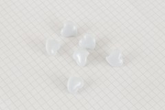 Heart Shape Buttons, White, 15mm (pack of 6)