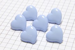 Heart Shape Buttons, Baby Blue, 15mm (pack of 6)